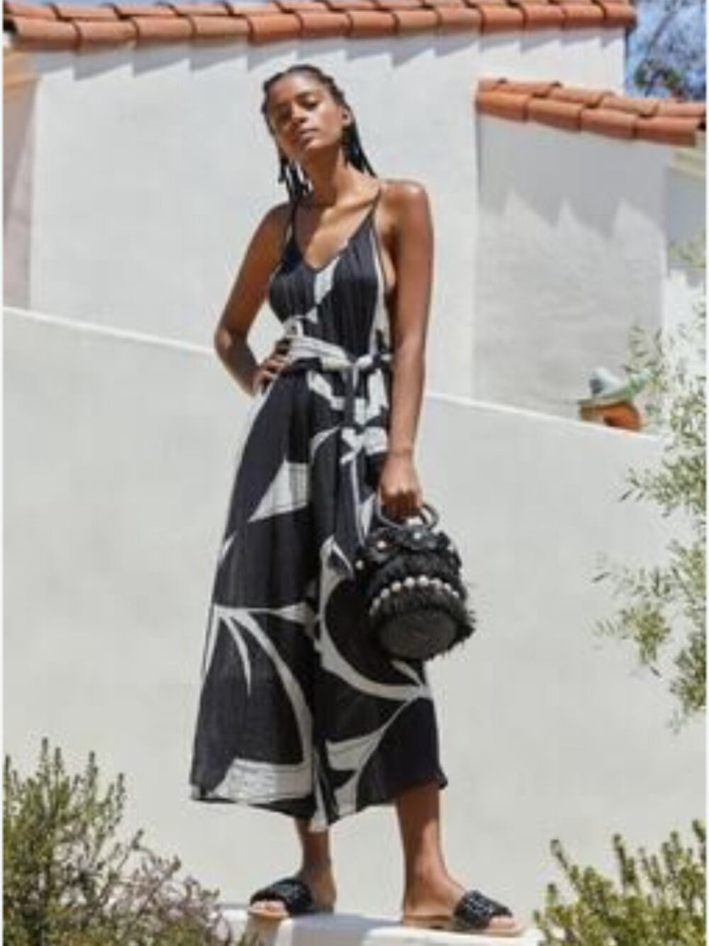 Anthropologie Sheer Black and White Printed Romper Size XS